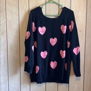 Torrid black pink heart sweater 2 2x xxl plus